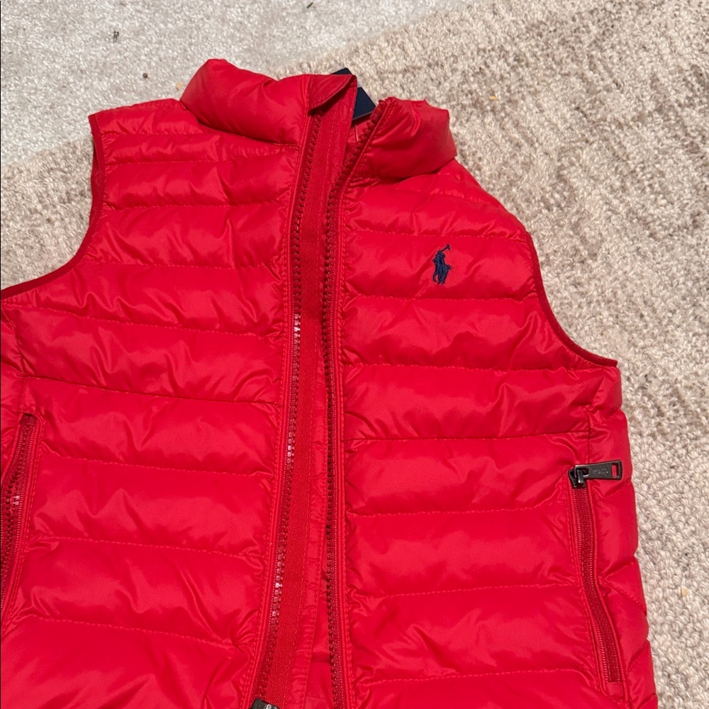 Ralph Lauren Bright Red Quilted Puffer Vest for Kids